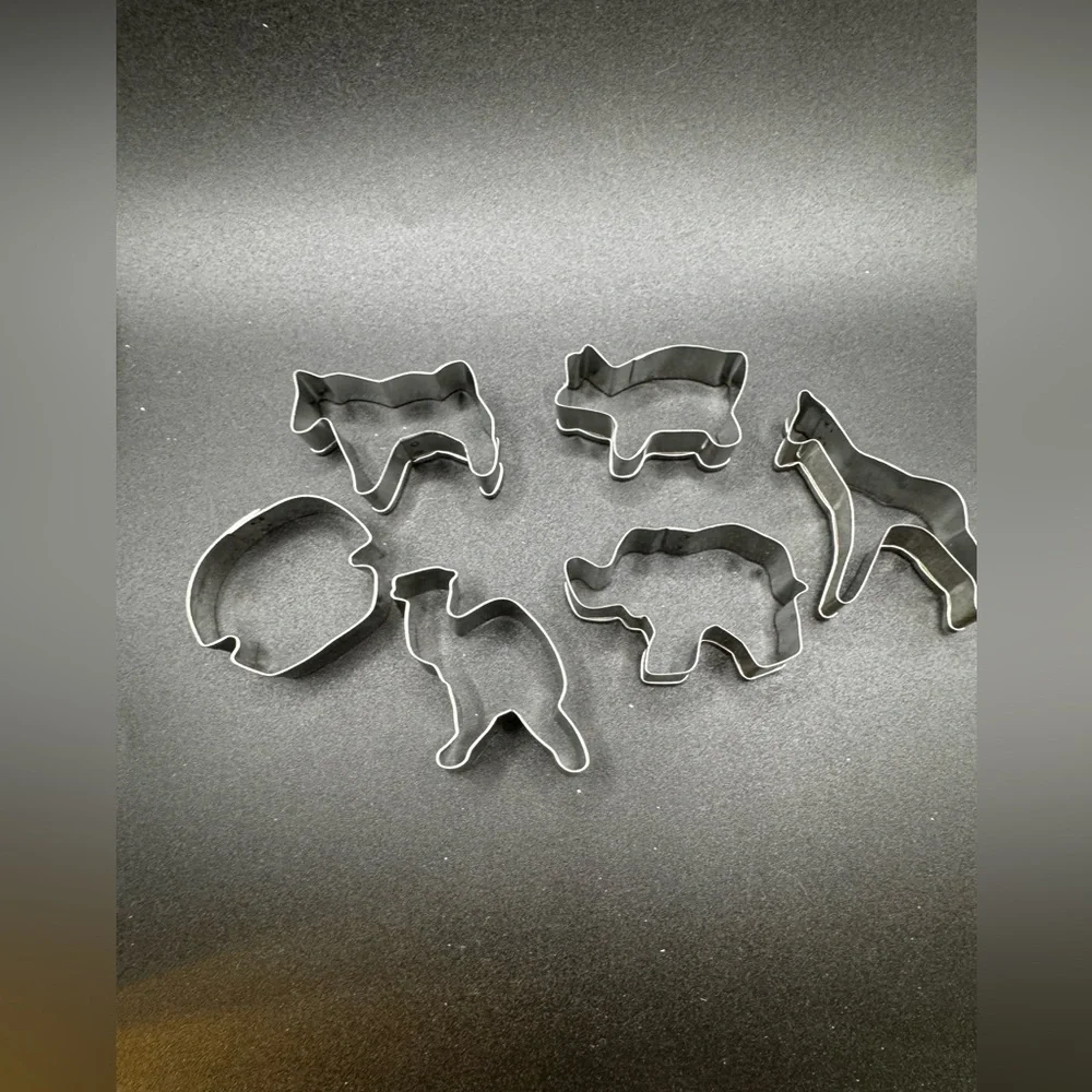 Set of 6 Miniature Steel Cookie Cutters Molds Giraffe Elephant Horse/Zebra